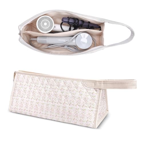 idoltimes Quilted Hair Tools Travel Bag, Compatible with Dyson Airwrap Styler, Portable Cotton Floral Organizer Case for Shark FlexStyle Attachments Storage