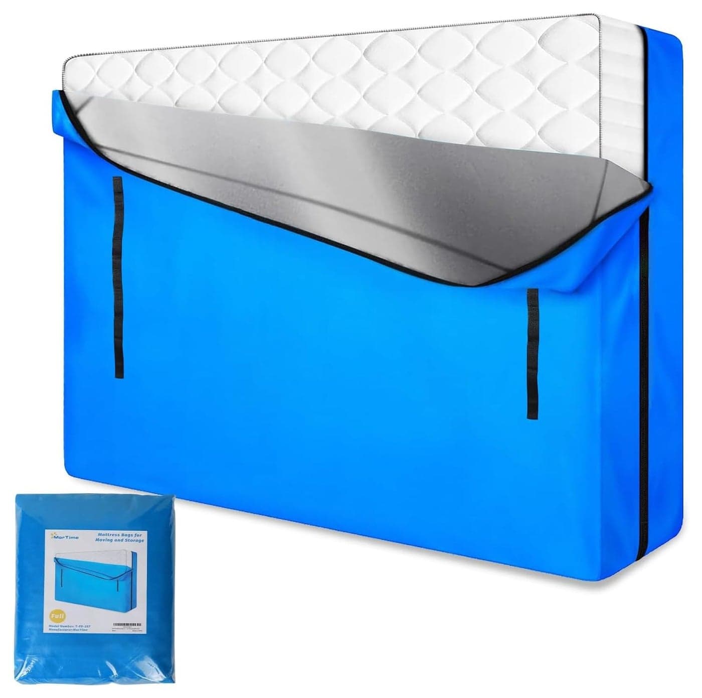 MorTime Mattress Bags for Moving and Storage Zippered Mattress Storage Bag with 8 Strong Carrying Handles Reusable Mattress Protector Cover Moving Supplies Full