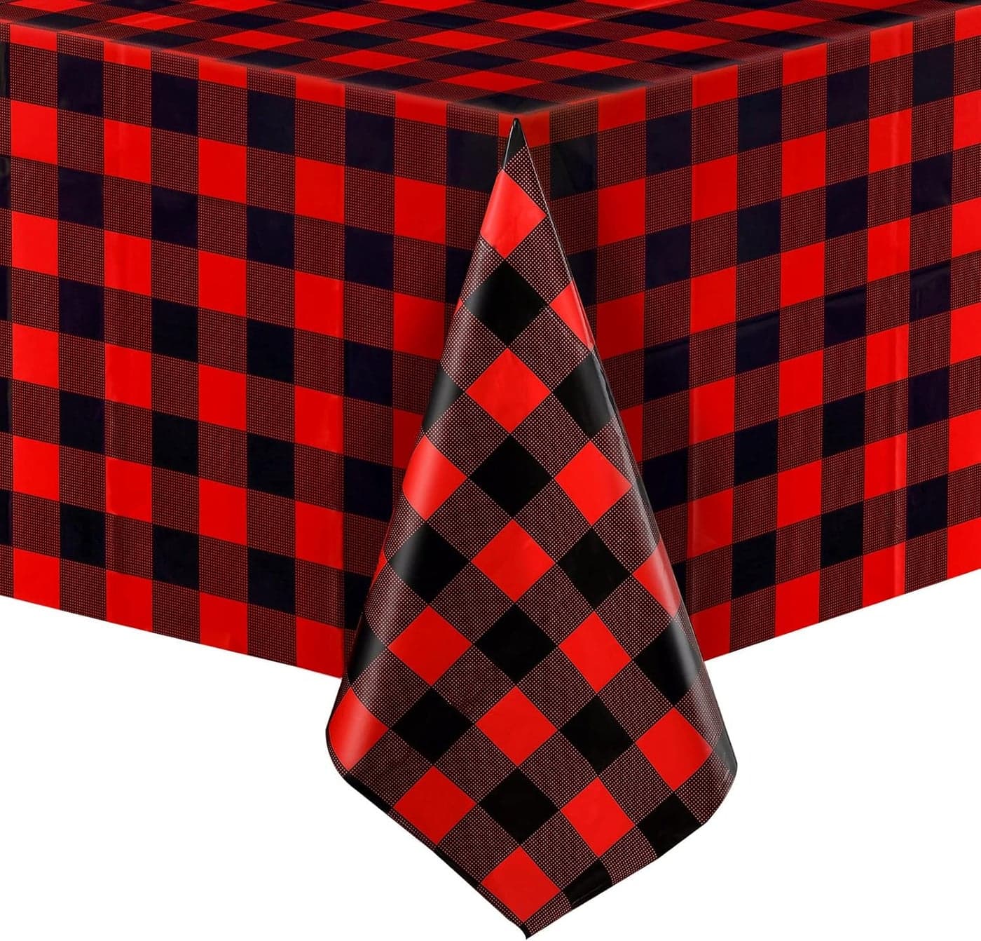 Christmas Plastic Buffalo Plaid Tablecloth Red and Black Buffalo Checked Tablecloth Picnic Table Cover Holiday Cottage Decorations Table Cover for Camping Party Favors Supplies6 Pieces