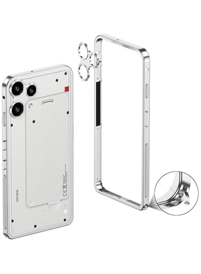 Case for Nothing Phone (3a) Lite, Aluminum Alloy Metal Frame with Lens Camera Cap, Seahorse Buckle Design Anti-Drop Shockproof Bumper Heat Dissipation Cover