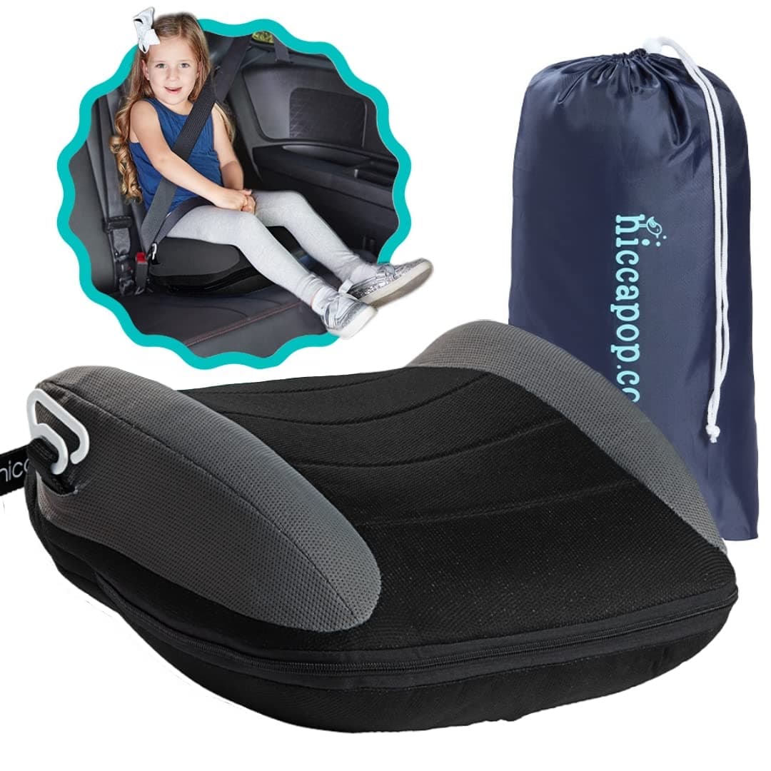 hiccapop UberBoost Inflatable Booster Car Seat Blow up Narrow Backless Booster Car Seat for Travel Portable Booster Seat for Toddlers Kids Child BlackGray