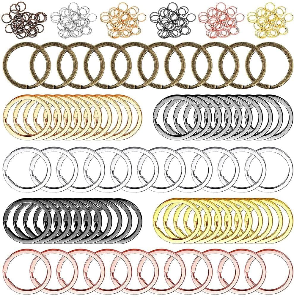 DIY DIYC-12795 Crafts Keychain Rings Set Including Choice Colors Flat Split Key Chain Rings and Open Jump Rings for Home Car Keys Attachment, Arts Crafts and Belt Lanyards (70 Pcs, Nicket Silver)