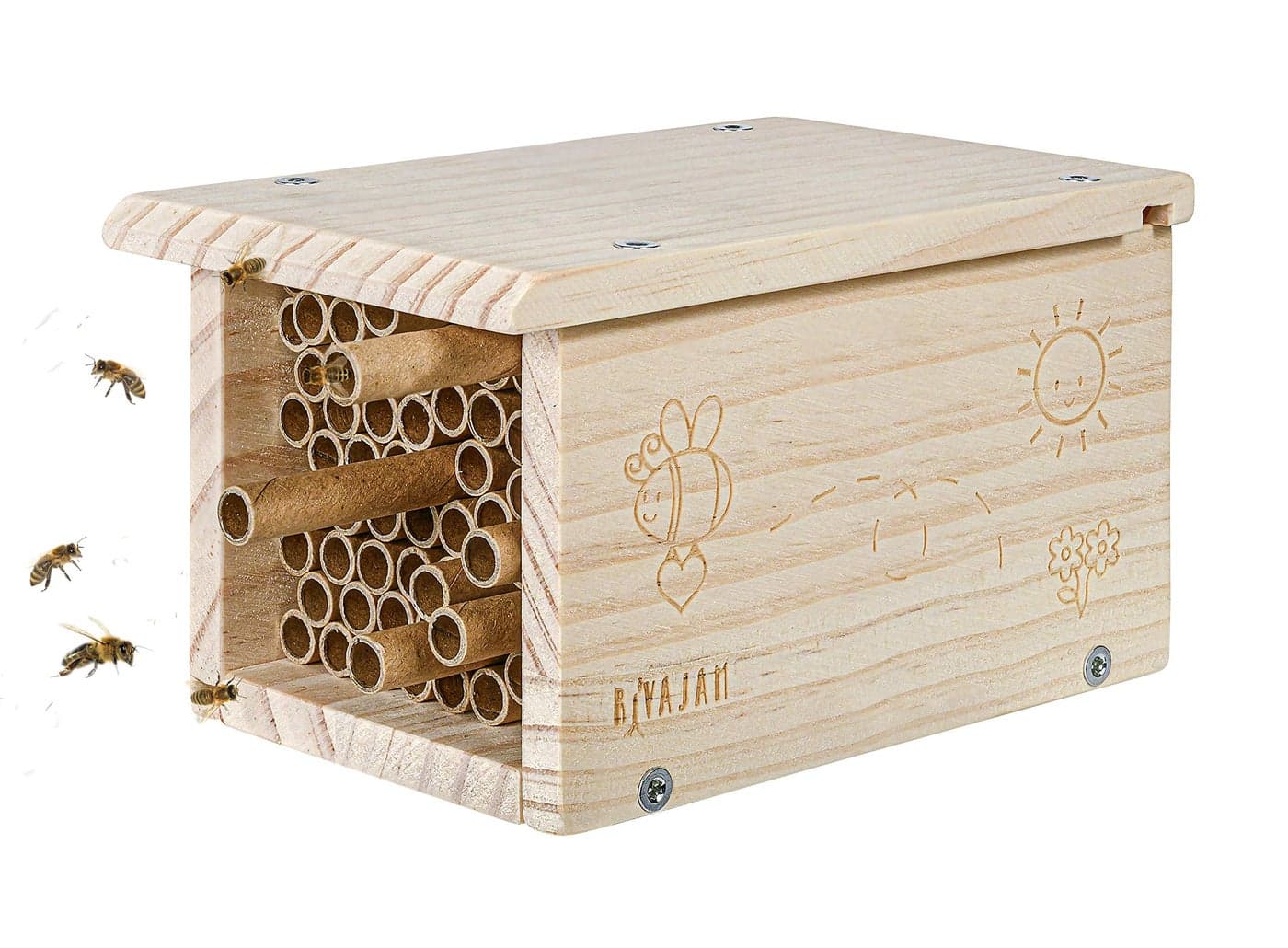 Rivajam Build a Bee House DIY Woodworking Project | Solitary Mason Bee House Nesting Box Wood Building Kit & Tools | Garden Arts & Crafts Activities for Toddler Boys & Girls Kids Teens Adults & Family