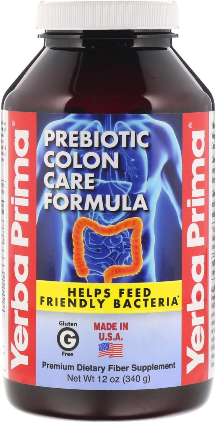 Yerba Prima Prebiotic Colon Care Formula Powder 12 Ounce Premium Dietary Fiber Supplement Gluten Free Made in USA NonGMO