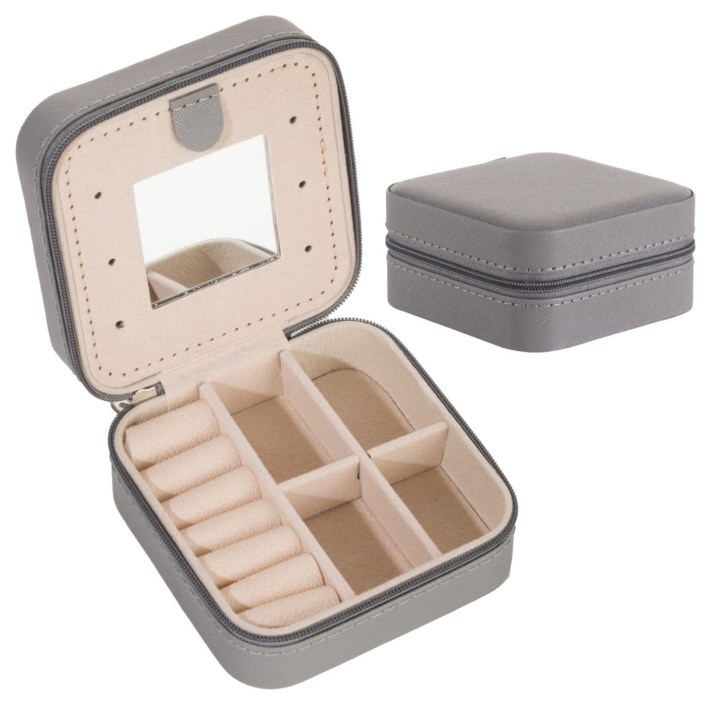 KElofoN Travel jewelry case Travel jewelry box Travel Jewelry Organizer Small Jewelry Organizer Box for Girls Women with MirrorGrey