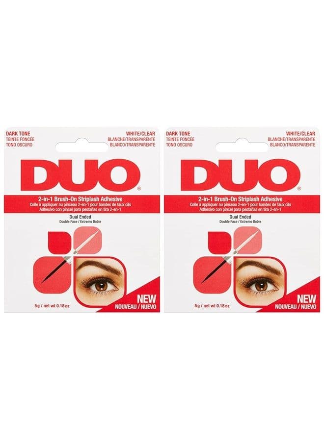 DUO Adhesives, 2-in-1 Brush On Clear & Dark Adhesive, 2-Packs