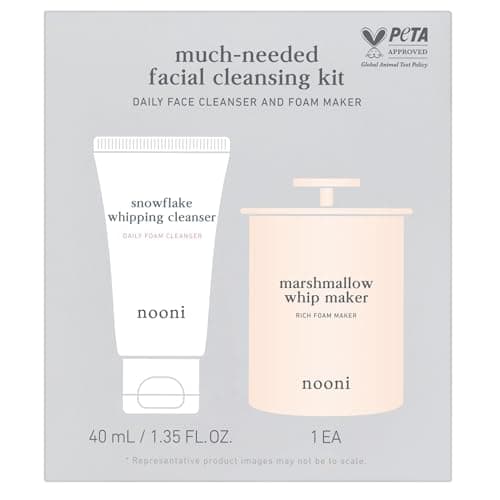 NOONI 2-in-1 Much Needed Facial Cleansing Kit - Marshmallow Whip Maker & Face Cleanser | Gentle Marshmallow Face Wash, Perfect Foam Maker for Rich Bubble, Deep Cleanser, Gift Set, Stocking Stuffers
