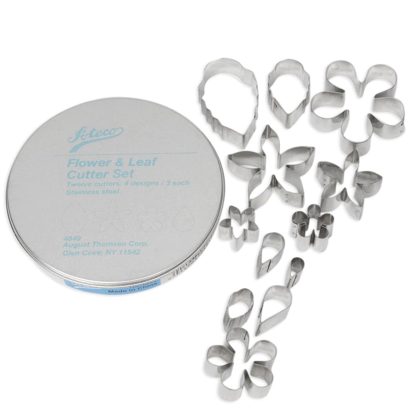 Ateco 12pc Stainless Steel Flower Leaf Cutter Set