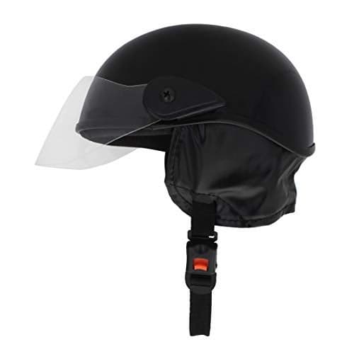 Western Era Half Helmet with Clear Visor for Men & Women ||Safety & Comfort|| Stylish Enhanced Design || (Small, Black Glossy)