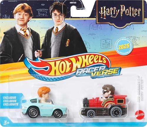 Hot Wheels Toy Cars Set of 2 RacerVerse DieCast Vehicles with Character Drivers Optimized for Performance on RacerVerse Track Styles May Vary