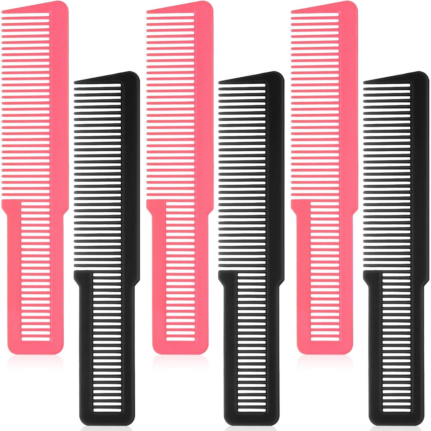 Patelai 6 Pieces Clipper Barber Comb Professional Flat Top Combs for Stylists and BarbersBlack Pink