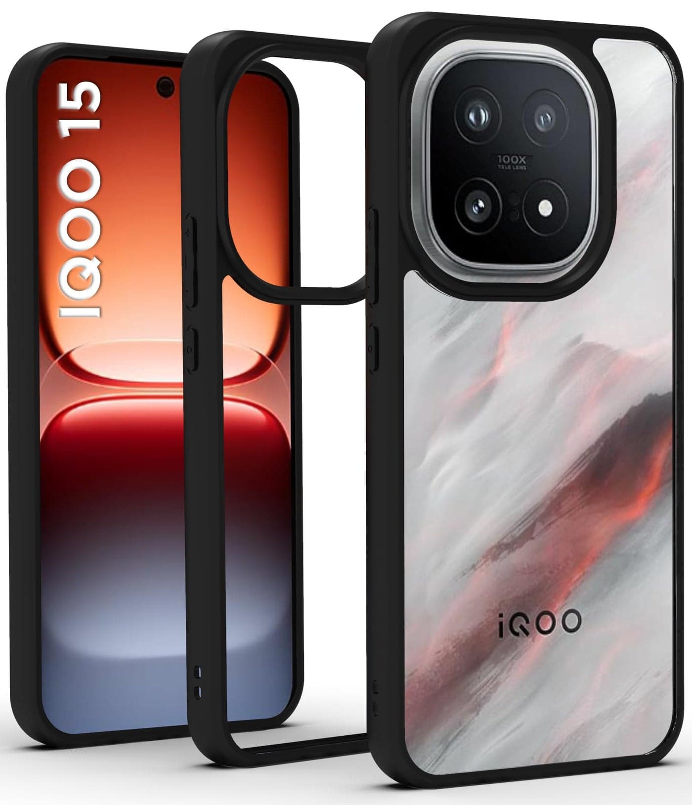 RIGGEAR Shockproof Sleek Hybrid Armor Back Cover Case for iQOO 15 5G (Clear PC + Black TPU Bumper)