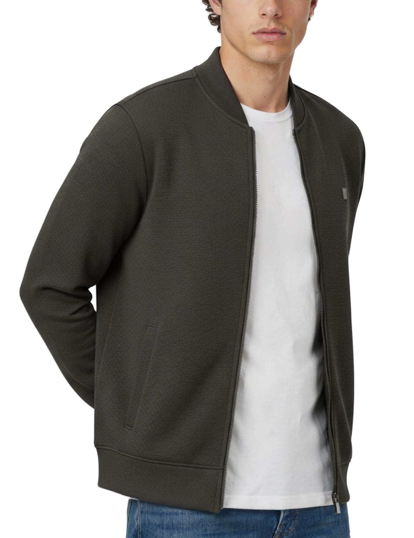 DAMENSCH Winter Jacket For Men, Textured Zipper Sweatshirt For Man, Shape and Colour Retaining ReNEWd Ottoman Zip Bomber Jacket - Jungle Green - M