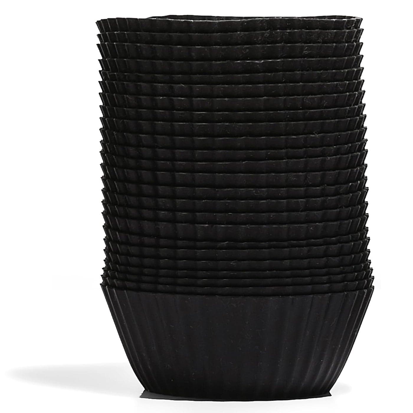 The Silicone Kitchen Reusable Silicone Baking Cup NonToxic BPA Free Dishwasher Safe Regular Pack of 24 Matte Black