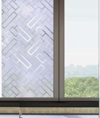HAPPYMATES Frosted Window Privacy Film Non Adhesive Static Cling Glass Stickers Sun UV Blocking Heat Control Door Covering Decals for Home Office 16 X 48 Inch Brick Frost