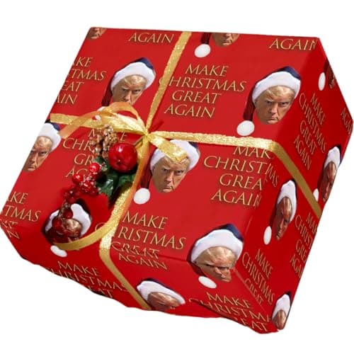 END THE WOKENESS Trump Christmas Wrapping Paper 4 Sheets 18 x 24 Each 18 x 96 Total Festive Holiday Gift Wrap with Donald Trump Design Funny Political Gag Gift