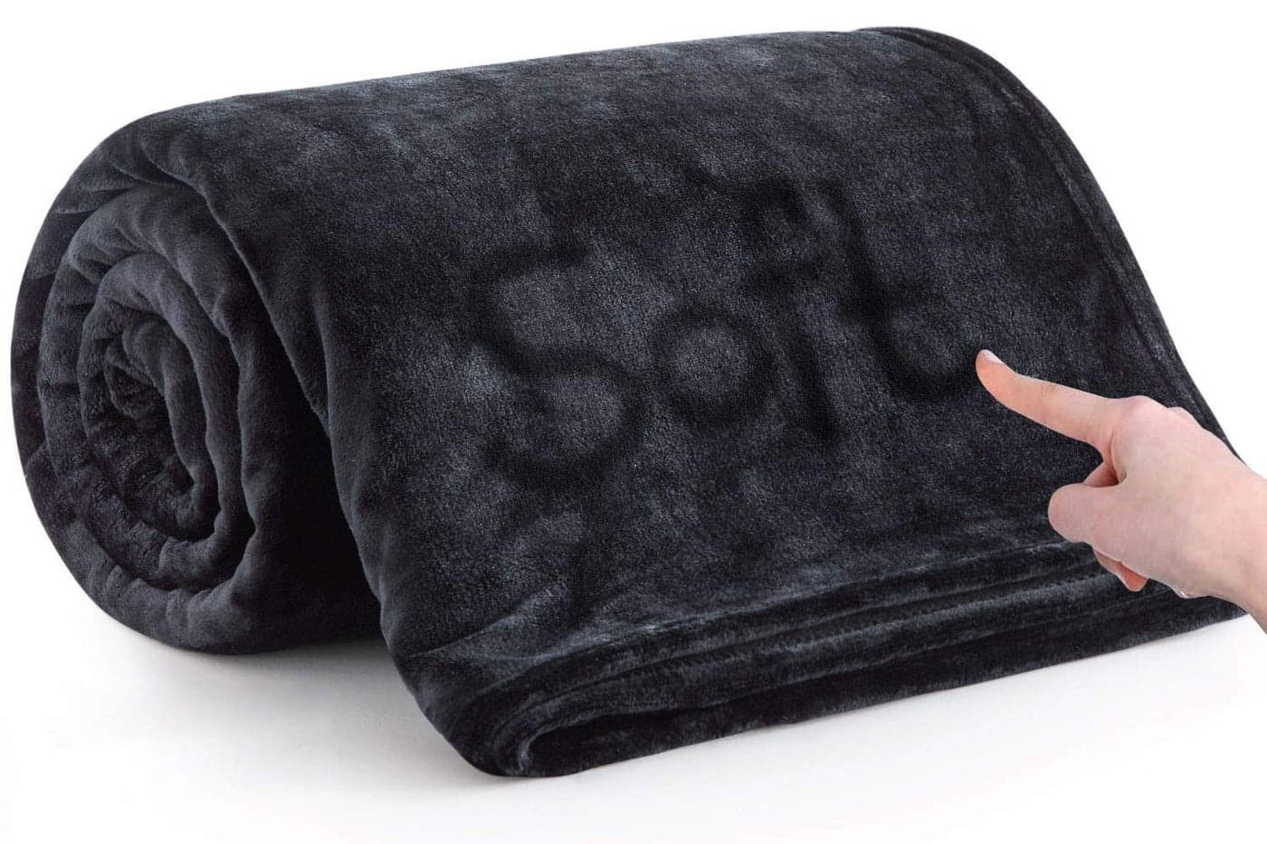 MOONLIGHT20015 Fleece Blanket for Bed Soft Cosy Fluffy Throw Blankets Queen Size 400 GSM Silk Touch Warm Large Throws for Audlts Black 200x240 Cm