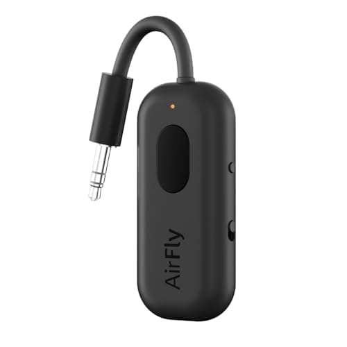 Twelve South AirFly Pro Bluetooth Wireless Audio Transmitter/Receiver for up to 2 AirPods/Wireless Headphones; Use with Any 3.5 mm Audio Jack, Black