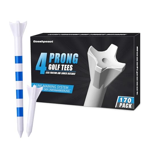 Goashpeaot 170 Pack Golf Tees, Pro 4 Line Marking System Plastic Golf Tees, 4-Prong Engineered to Reduce Friction & Longer Distance (Blue, 3-1/4'')