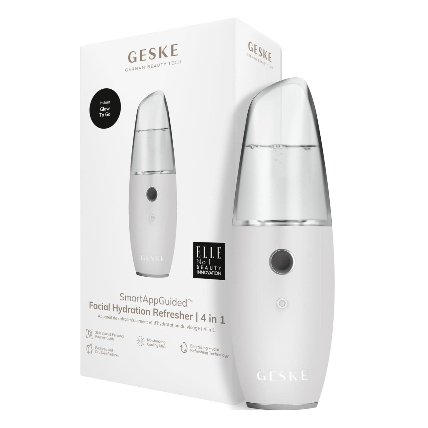 GESKE SmartAppGuided Facial Hydration Refresher 4 in 1 Water Atomizer Moisturizing Spray Machine Face Mister Humidifier for Natural Glow Reduce Redness Dry Skin
