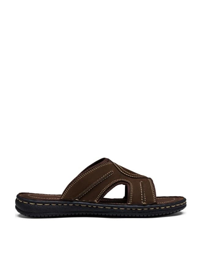 Jousen Men's Leather Sandals Arch Support Slide Outdoor Retro Fisherman Sandals for Men (AMY2004 Dark Brown 12)