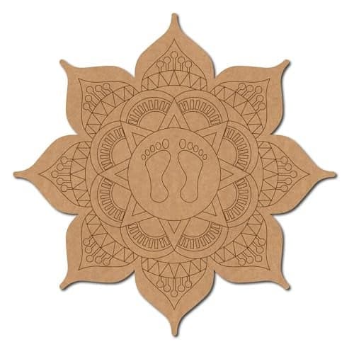 Cliths Pack of 1 Lakshmi Ji MDF Cutout - 12 Inch | Pre-Marked MDF Boards for Lippan Art | 3mm Thick MDF Base for Painting and Craft | Lakshmi Feet Mandala for Diwali Decor