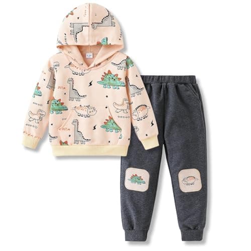 Vitalique 3 4 t Toddler Baby Boy Clothing Sets Little Dinosaur Printed Long Sleeve Tops Sweatshirt Hoodies Pants Kids 2pcs Outfits Fall Winter(3-4)