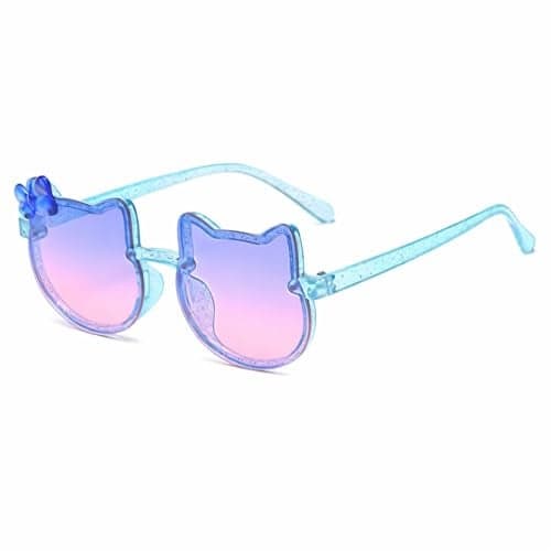 SYGA Kids Goggles, Modern Stylish Polarized Eyewears for Boy's and Girls, Colorful Cat Shape, Suitable for Age 4 to 12 Years (Transparent Blue)