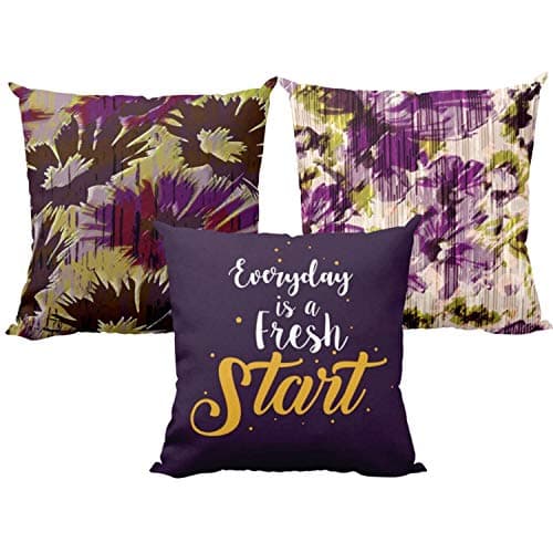 Yaya Cafe 20x20 inches Set of 3 Cushion Covers Attractively Floral Flowers Printed Sofa Throw Pillows Multicolor