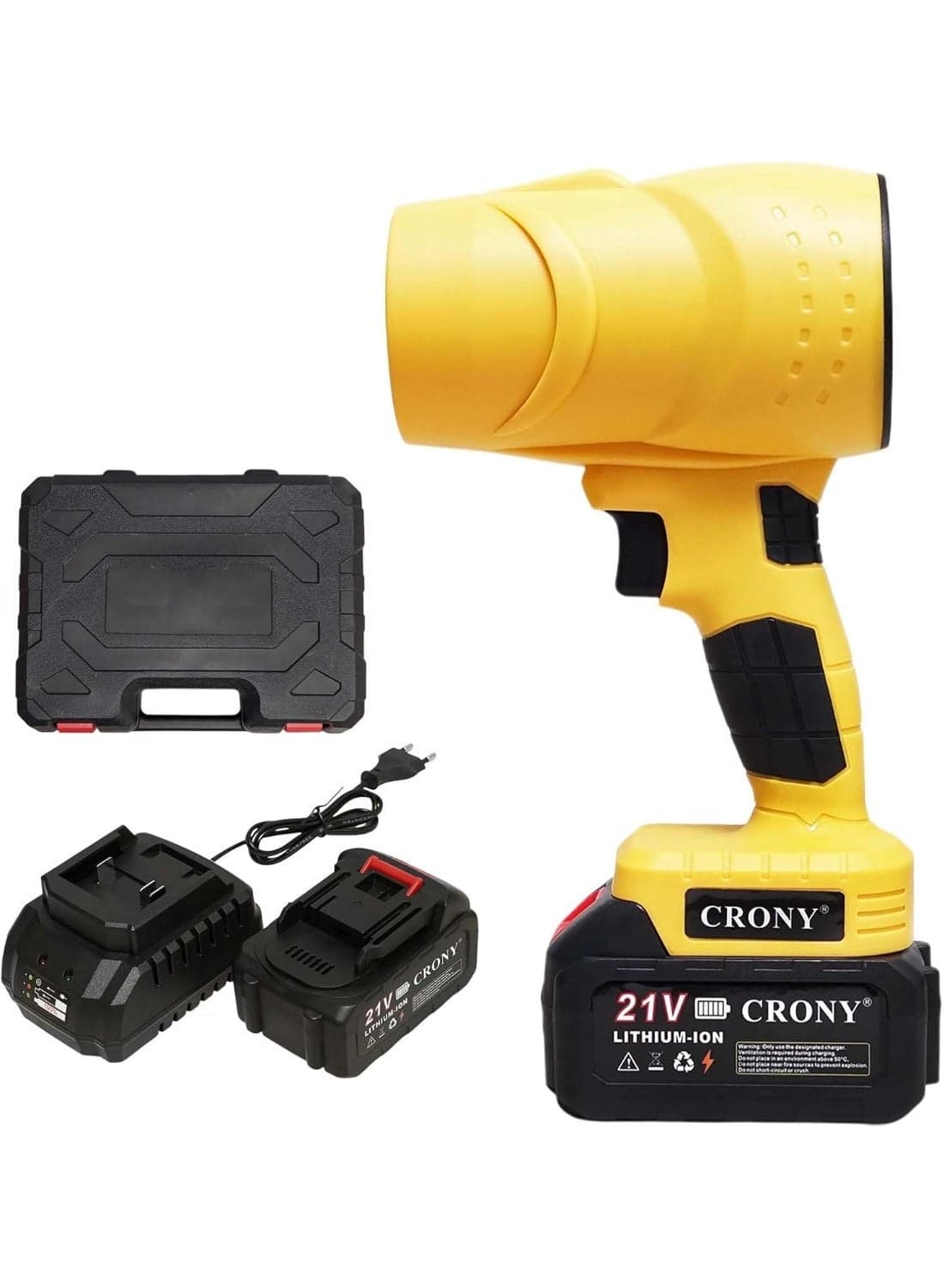 CRONY MD-1018 Cordless Handheld Air Blower, 21V Turbo Fan with Stepless Speed Control. Portable Electric Duster for Quick Drying, Cleaning Dust, Car Snow & More. Strong Jet Airflow, Rechargeable Battery, Ergonomic Grip & Safe ABS Design