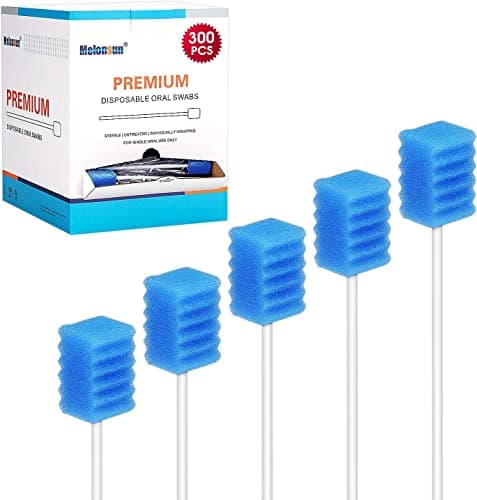 300 Pcs Oral Swabs Disposable - Longer Unflavored & Sterile Dental Sponge Swabs for Mouth Cleaning - Individually Wrapped, Medical Grade, Latex-Free for Oral Care (Blue 300)
