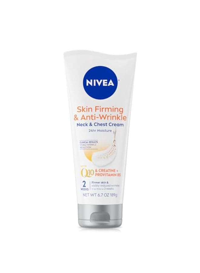NIVEA Skin Firming Anti Wrinkle Neck Chest Cream with Coenzyme Q10 Creatine and Provitamin B5 Skin Firming Cream Reduces the Look of Fine Lines and Wrinkles 67 Oz Tube