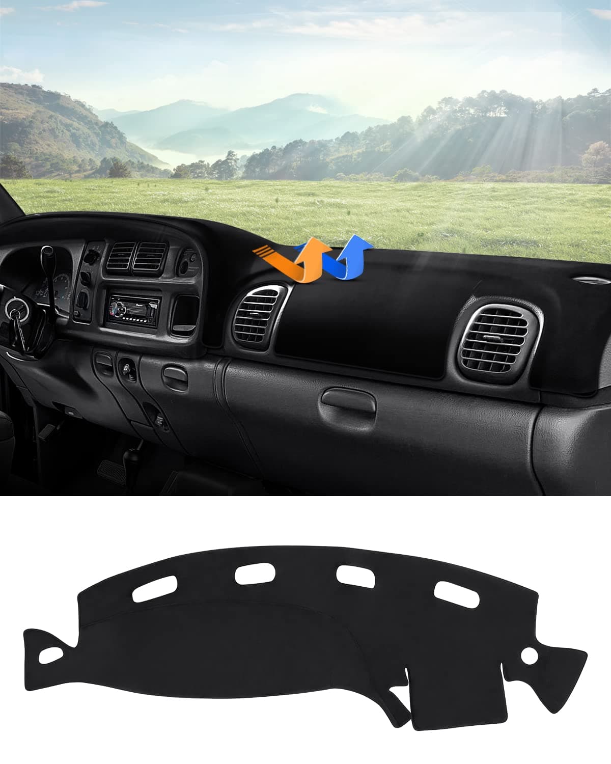 Autorder Dashboard Cover Mat for Dodge Ram 1500 2500 3500 19982001 Accessories Dash Cover Flannel Dash Mat Sunshade Glare UV Rays Protector