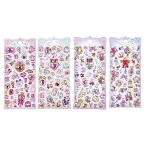 PROBABE Plastic Kawaii Star & Magic Puffy Stickers – 3D Crystal Moon, Wand, and Unicorn Designs – Cute Pastel Puffy Manuall Stickers Set for Kids, Scrapbooking, Journals & DIY Crafts – 4 Sheets
