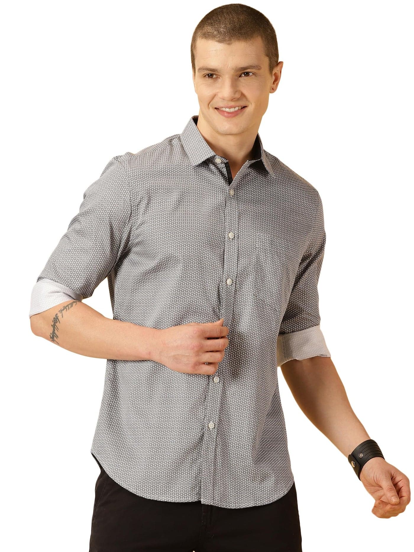 Thomas Scott Men's Formal Slim Fit Shirt (Small) Black