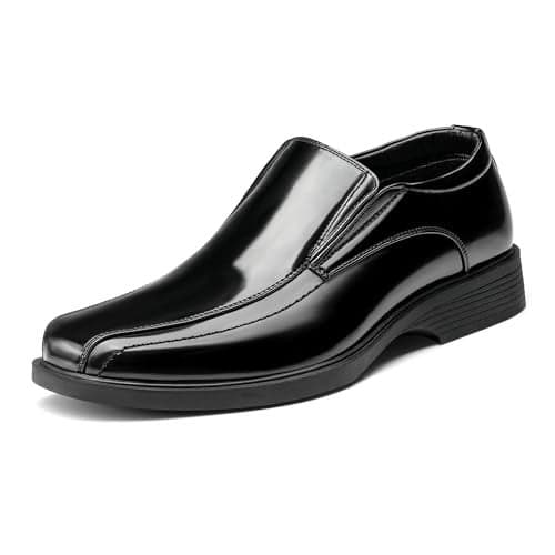 Bruno Marc Men's Square Toe Dress Loafers Shoes,Size 12,5-Black Pat,CAMBRIDGE-05