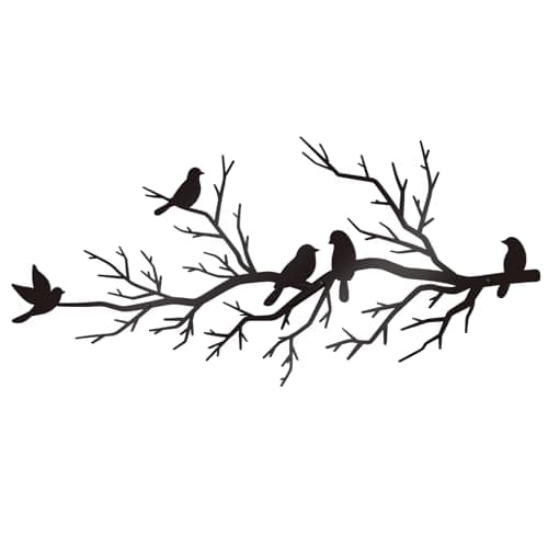 KOYILTD Black Metal Bird Decor for Home Birds on Branch Wall Sculptures Black Metal Wall Art Large Hanging Wall Decor Outside Wall Decorations for House Garden Living Room Vivid Extra Large