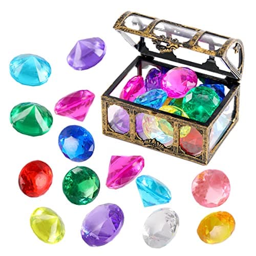 XIJUAN Diving gem Pool Toys Sand Toys14 Color Diamond Treasure Chest Summer Swimming gems Pirate Diving Toy Set Underwater Swimming toyChildrens Game Gifts for Boys and Girls