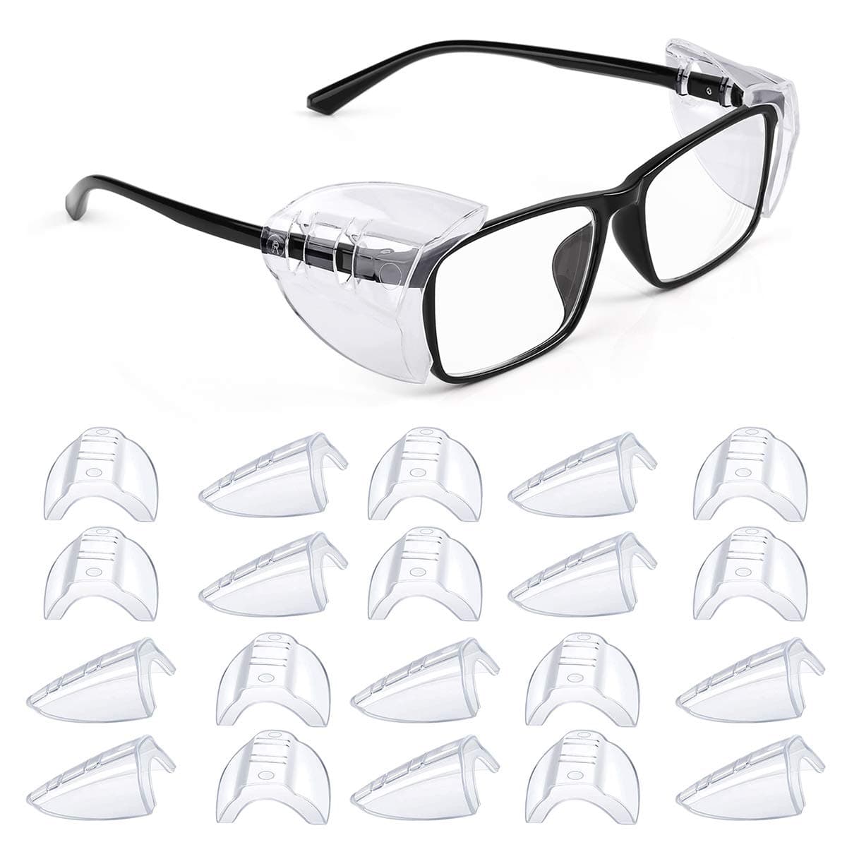 MELASA 10 Pairs Side Shields for Prescription Glasses Safety Glasses Side Shields for Eye Protection Slip on Side Shields for Eye Glasses Fits Most Small to Large Eyeglasses