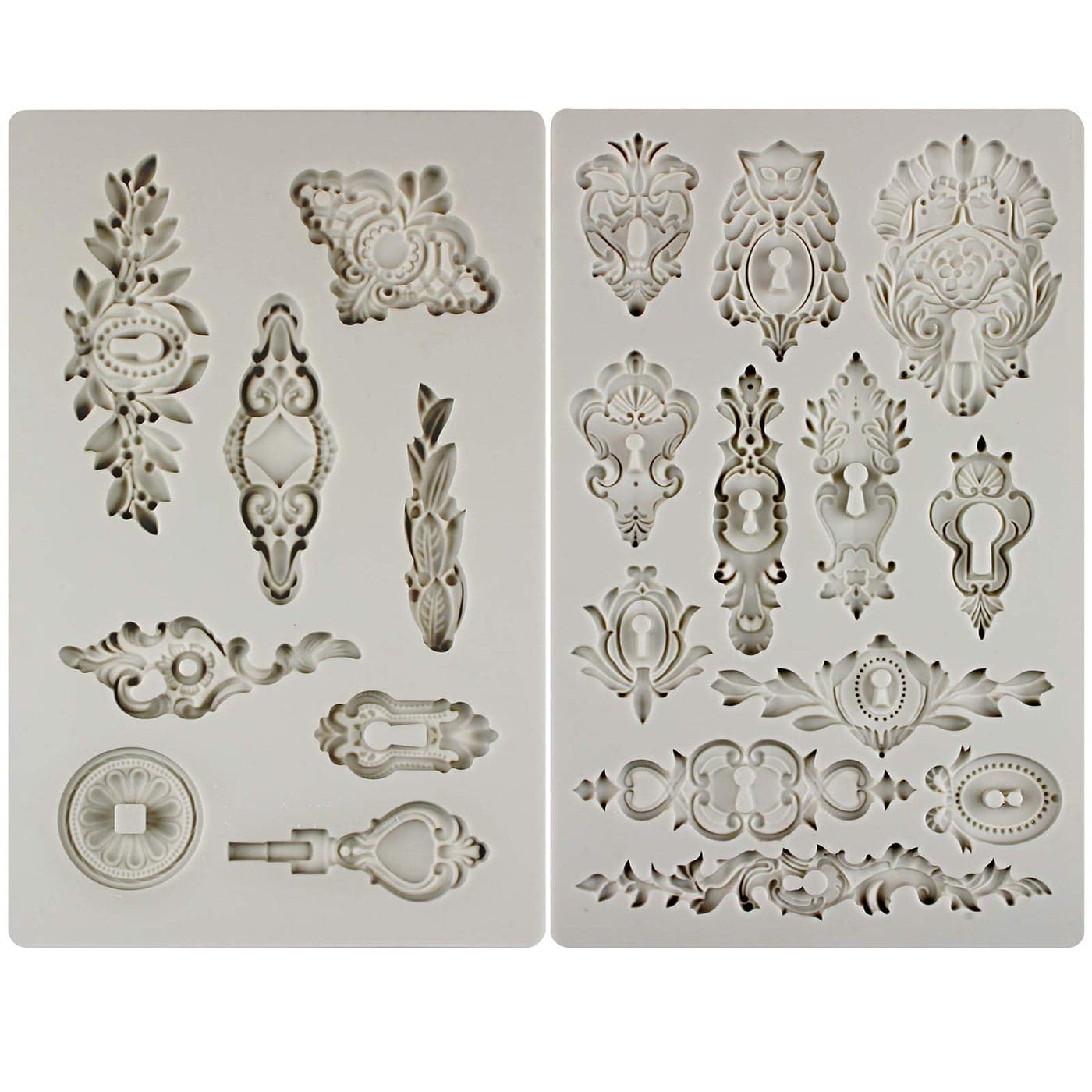 Vintage Inspired Key and Keyhole Silicone Molds 2count