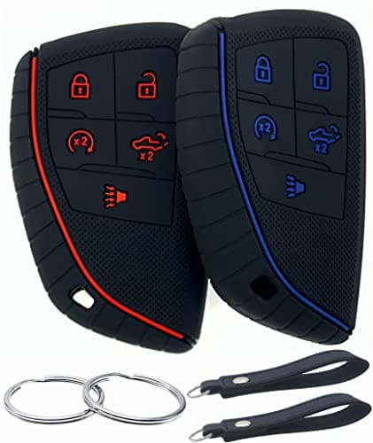 REPROTECTING Silicone Rubber Key Fob Cover Compatible with 20262022 Chevy Chevrolet Silverado 1500 GMC Sierra 1500 20242026 Silverado Sierra 2500HD 3500HD BlackBlue BlackRed