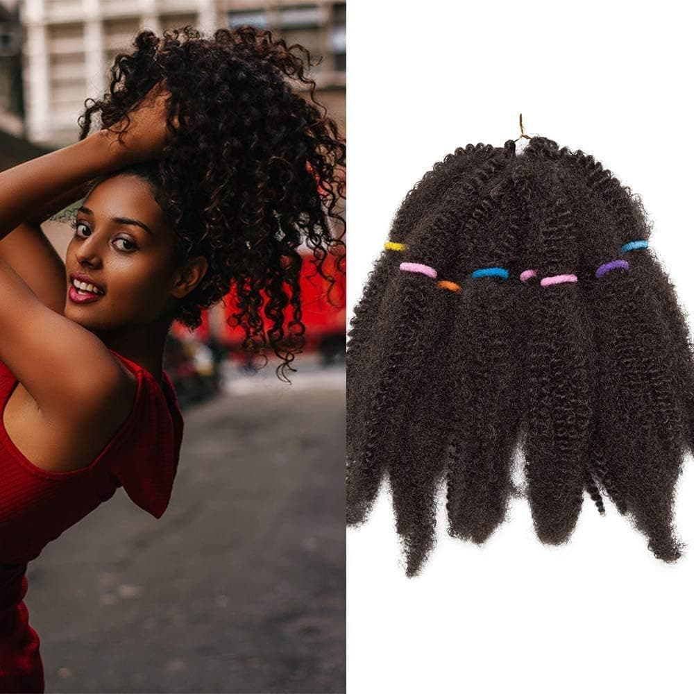 SEGO 11 Inch Afro Kinky Bulk Hair Braiding Curly Synthetic Hair Extensions For Braiding Afro Twist Hairpiece Medium Brown