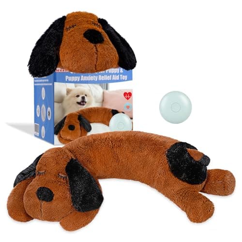 WEOK Puppy Heartbeat Toy for Separation Anxiety Relief Heartbeat Stuffed Animal Anxiety Calming Behavioral Aid Plush Toy for Dogs Cats Pets