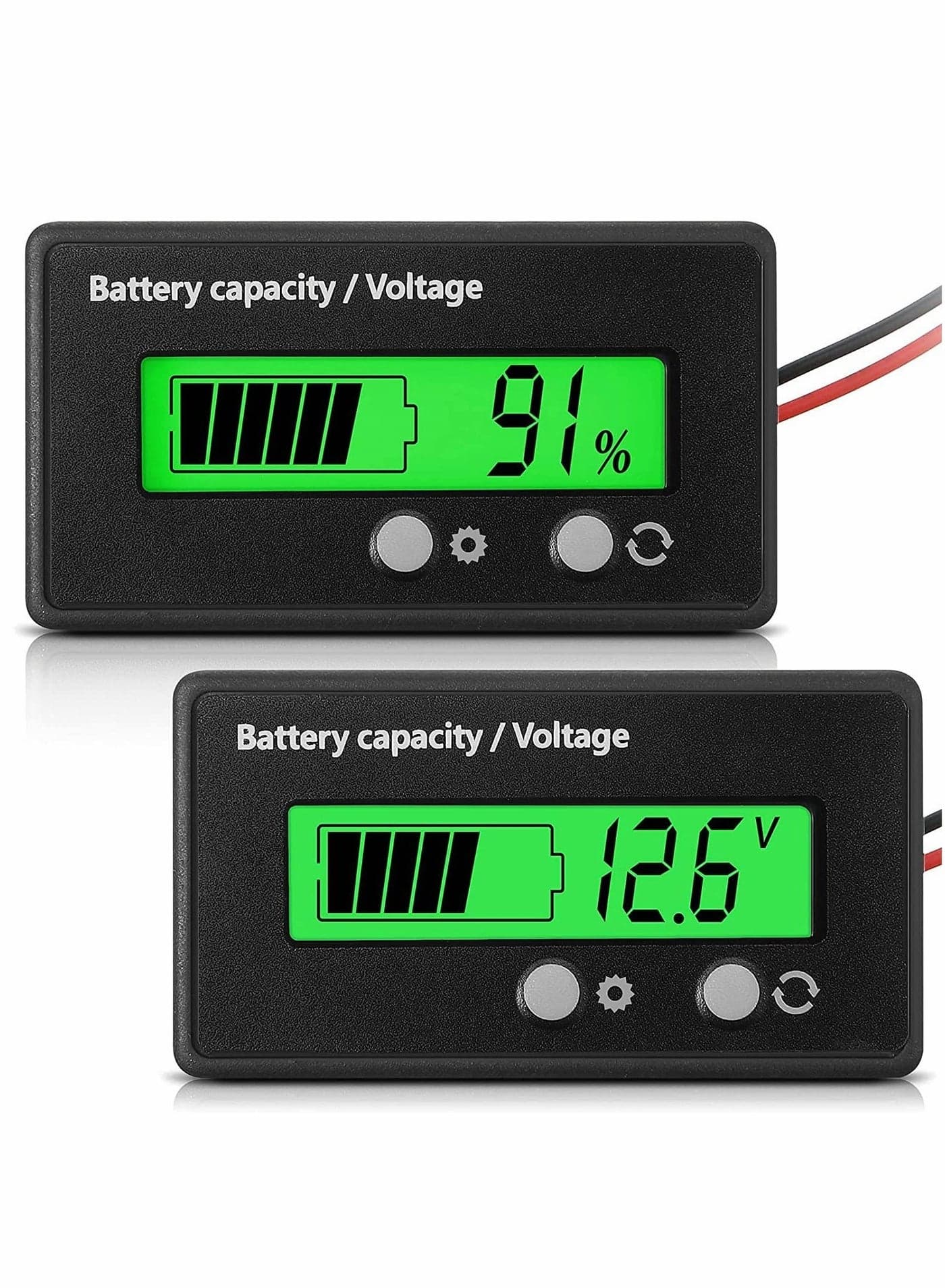 Battery Indicator, Golf Cart Meter, Front Setting, Switch Key, Capacity Voltage Gauge, for Acid, Lithium-ion Detect, 1PCS (Green)