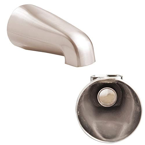 SENTO Nickel Universal Heavy Durable Metal Bathroom Tub Spout Without Diverter, Heavy Duty Metal Bathtub Faucet Without Shower Diverter - 4 Inches 1/2" IPS Inside Thread, Satin Nickel