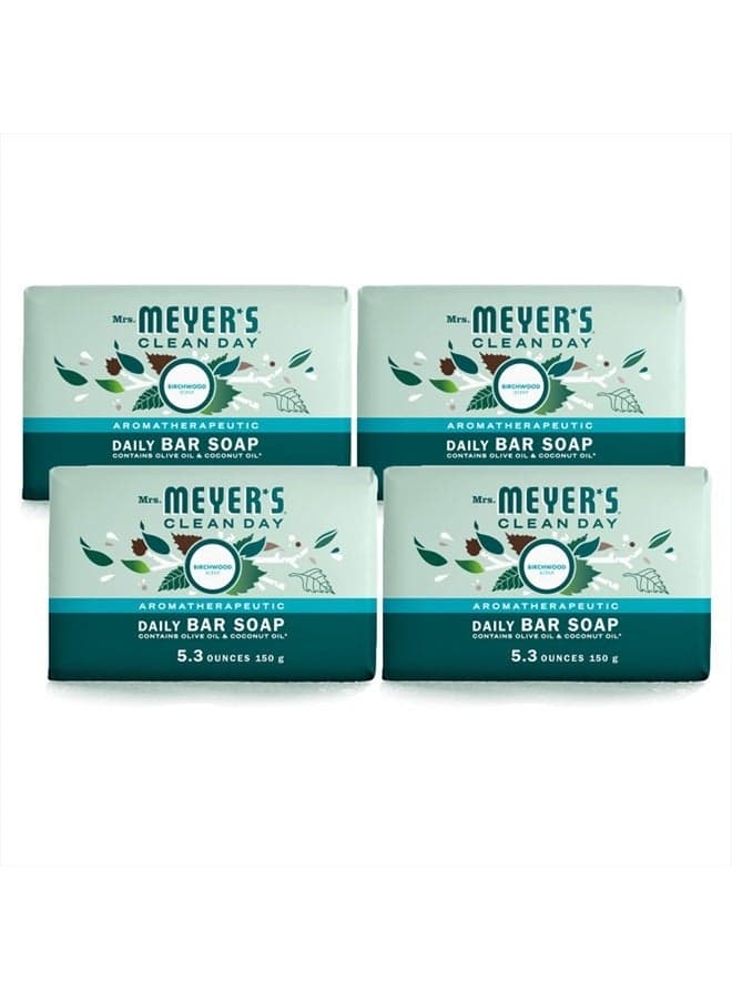 Bar Soap, Use as Body Wash or Hand Soap, Made with Essential Oils, Birchwood_, 5.3 oz, 4 Bars