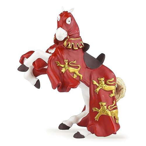 Papo -Hand-Painted - Figurine -Medieval-Fantasy -Red King Richard's Horse -39340 - Collectible - for Children - Suitable for Boys and Girls - from 3 Years Old
