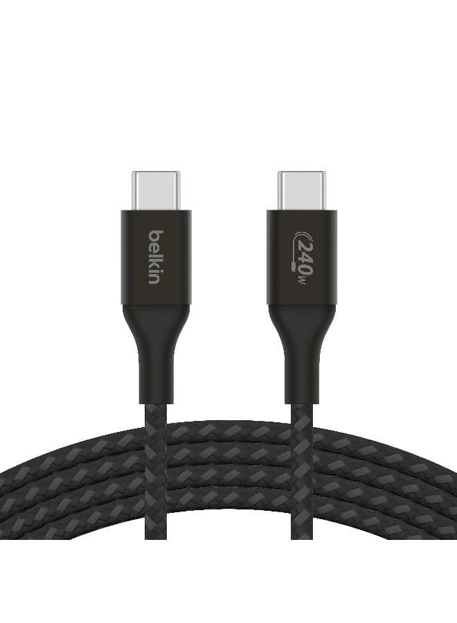 BoostCharge USB-C to USB-C Power charger cable, USB-IF certified fast charging cable with 240W Power Delivery for iPhone 17, 16, 15, MacBook, Chromebook, Galaxy, iPad, Pixel & More - 2m, black Black