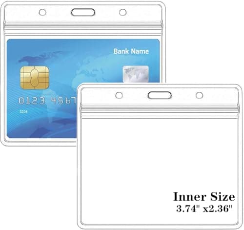 Extra Thick Horizontal ID Card Name Tag Badge Holder with Waterproof Type Resealable Zip (2.36 x 3.74 Inches Small Size, 300 Packs)