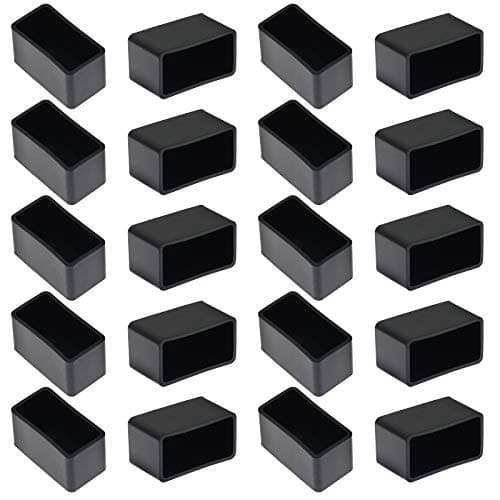 Bonsicoky 20Pcs Rectangle Rubber Furniture Leg Caps (3/4" x 1-1/2"), Vinyl Flexible Chair Leg Floor Protectors for Patio Indoor Chair Table Bed, 19 x 39mm